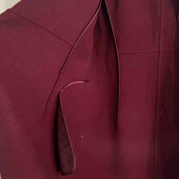 Lafayette 148 Lightweight Wool Jacket Long Length Burgundy Wine Red 12 - Picture 8 of 10